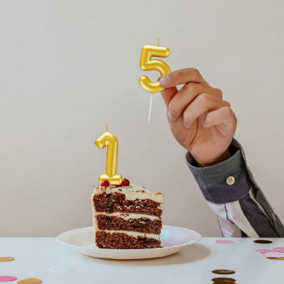 Golden & Silver Number Candle: Perfect for Birthday, Anniversary, and Events - (Pack of 1 Pcs)