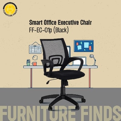 Picture of Furniture Finds Executive Chair FF-EC-01p Smart Office Executive Chair (Plastic Base) - Black