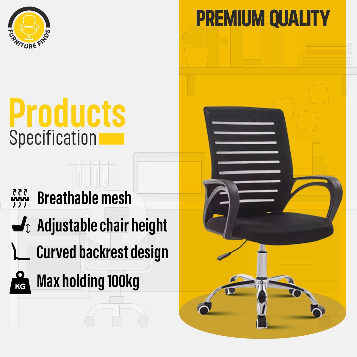 Picture of Furniture Finds Executive Chair FF-Ec-02ss (Black) Office Executive Chair(9k Model)