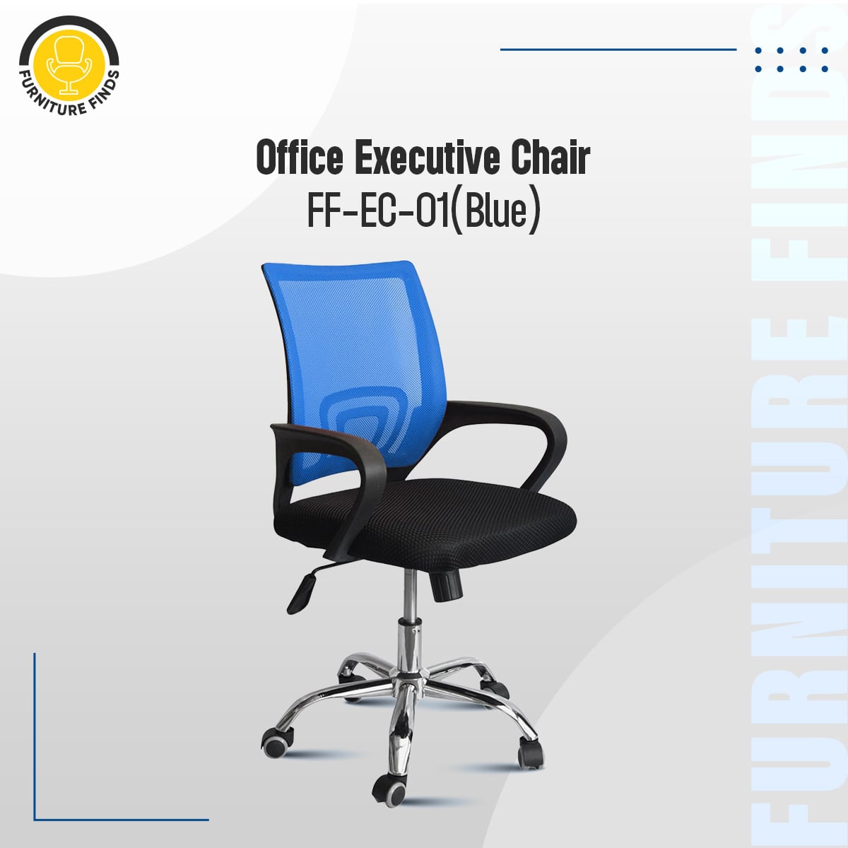 Picture of Furniture Finds FF-EC-01ss Blue smart office Executive Chair (SS Base)