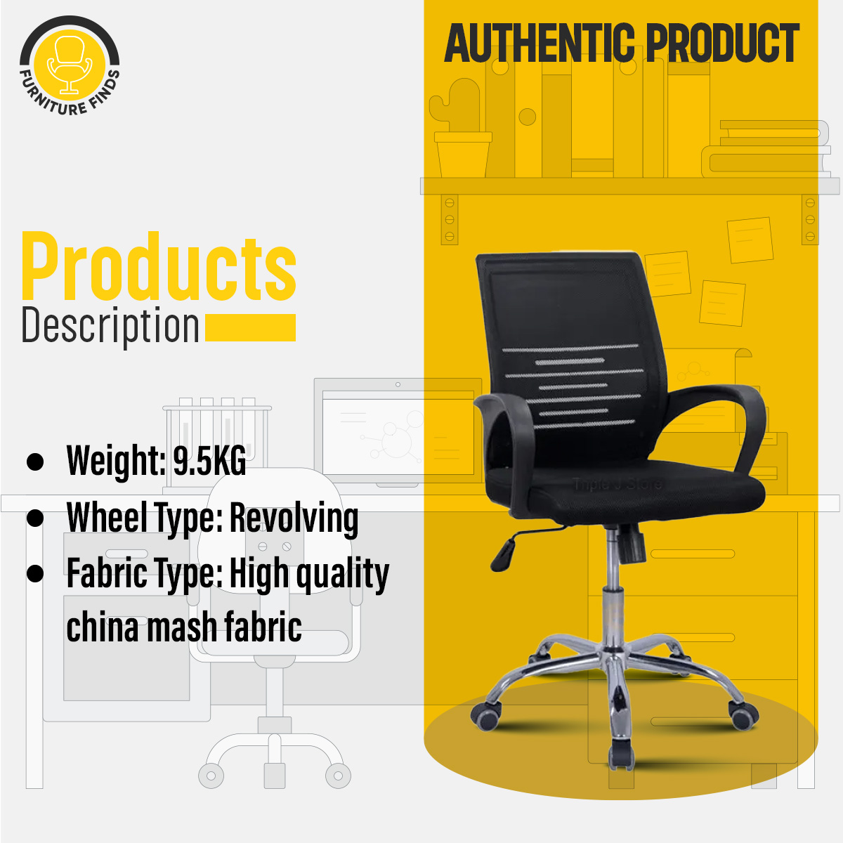Picture of Furniture Finds FF-EC-04ss (7k Black) Smart Executive Chair