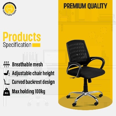 Picture of Furniture Finds FF-EC-03ss Smart Office Executive Chair (best Back Support Chair ) Dim-Mesh (Black)