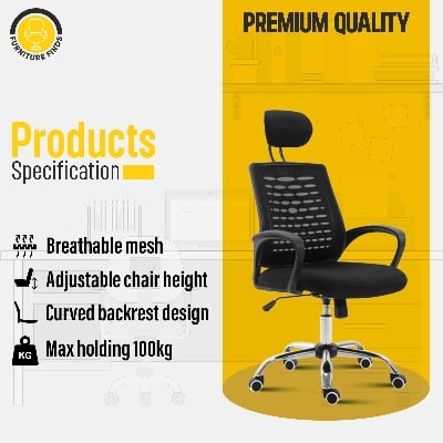 Picture of Furniture Finds FF-EC-06ss Executive chair with headrest (Goal Mesh)