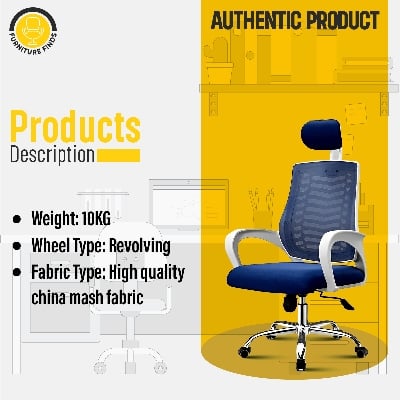 Picture of Furniture Finds FF-EC-07ss ( white&blue) Smart Office Manager chair with Headrest (V-Mesh)