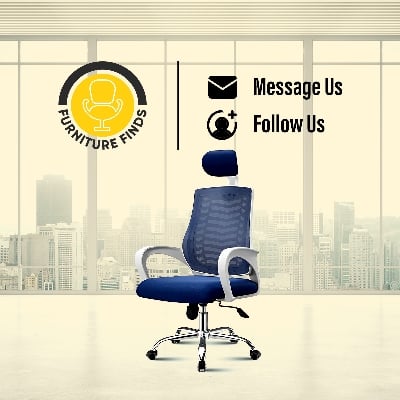 Picture of Furniture Finds FF-EC-07ss ( white&blue) Smart Office Manager chair with Headrest (V-Mesh)