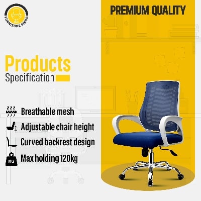 Picture of Furniture Finds FF-EC-07 (V-Mesh)  smart office Executive Chair (White & Blue)