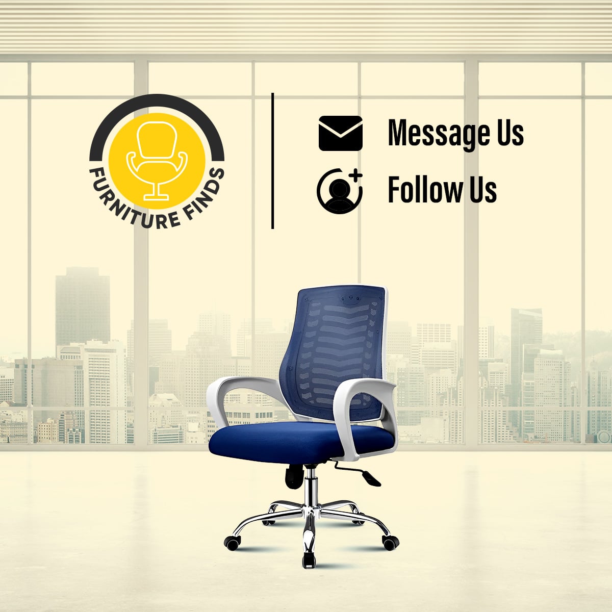 Picture of Furniture Finds FF-EC-07 (V-Mesh)  smart office Executive Chair (White & Blue)