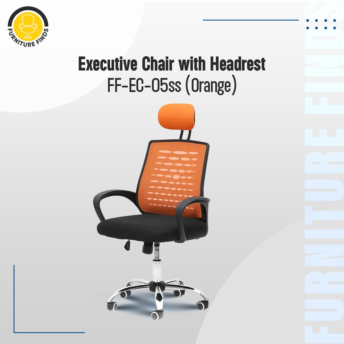 Picture of Furniture Finds FF-EC-05ss Executive chair with headrest  (Orange)