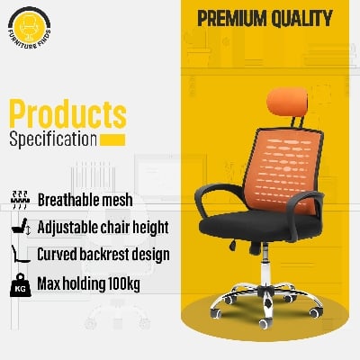 Picture of Furniture Finds FF-EC-05ss Executive chair with headrest  (Orange)