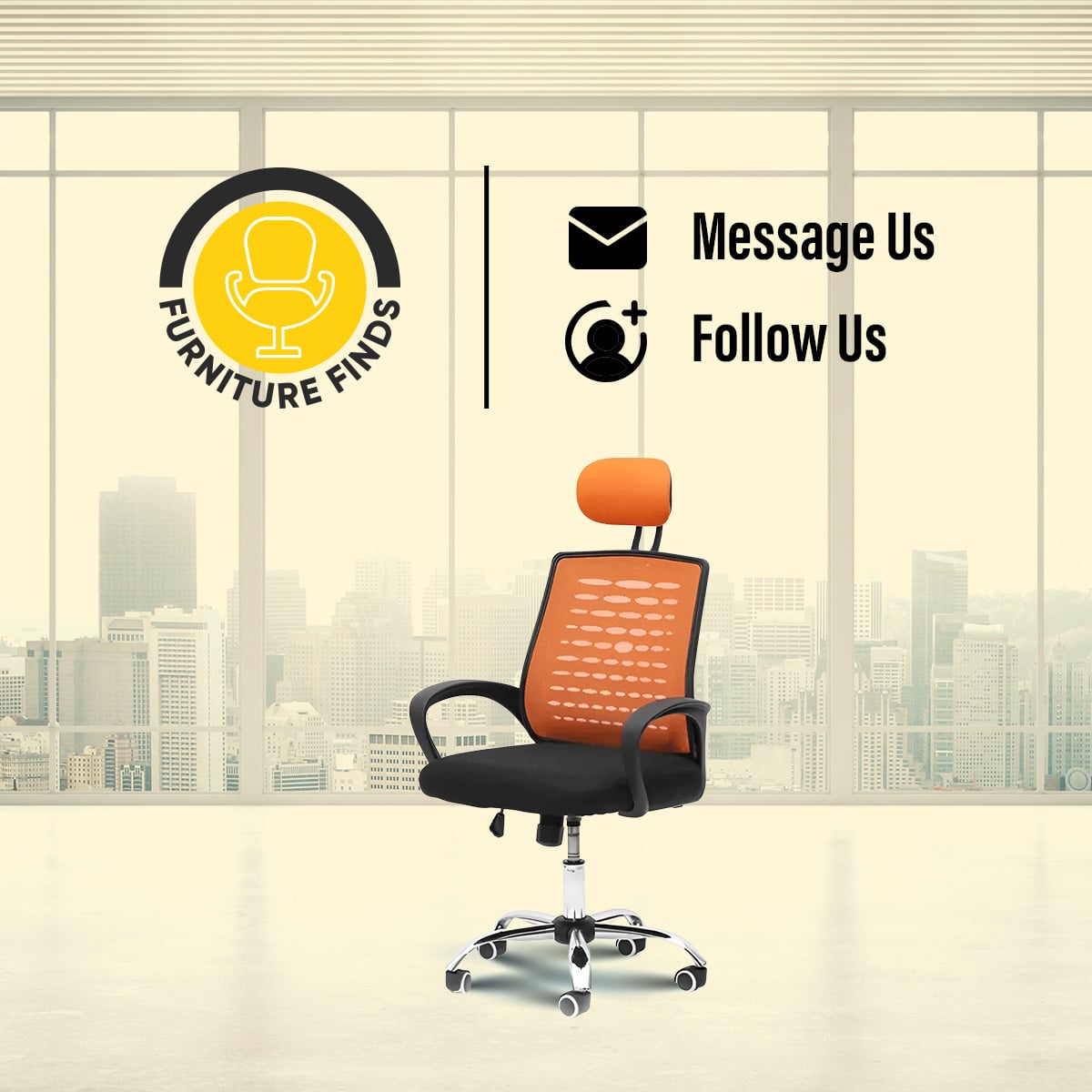 Picture of Furniture Finds FF-EC-05ss Executive chair with headrest  (Orange)