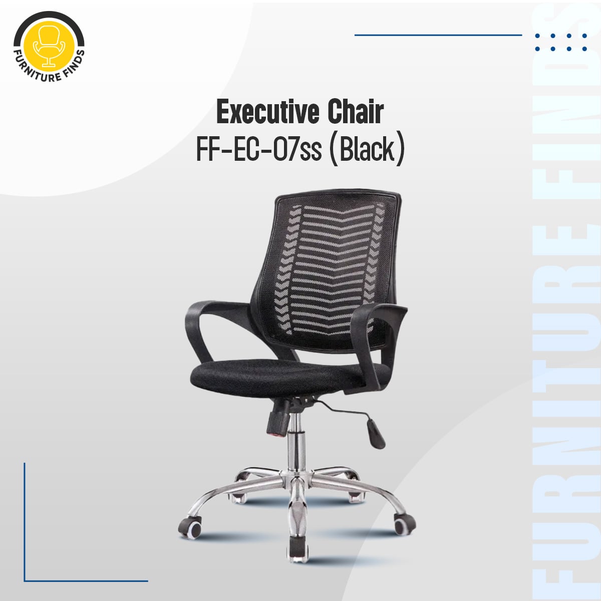 Picture of Furniture Finds FF-EC-07ss (V-Mesh Black) Executive Chair