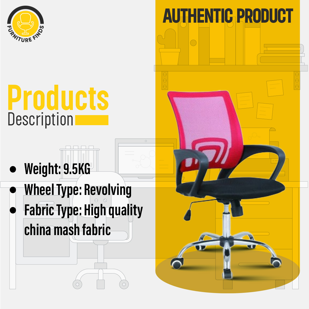 Picture of Furniture Finds FF-EC-07ss (V-Mesh Black) Executive Chair