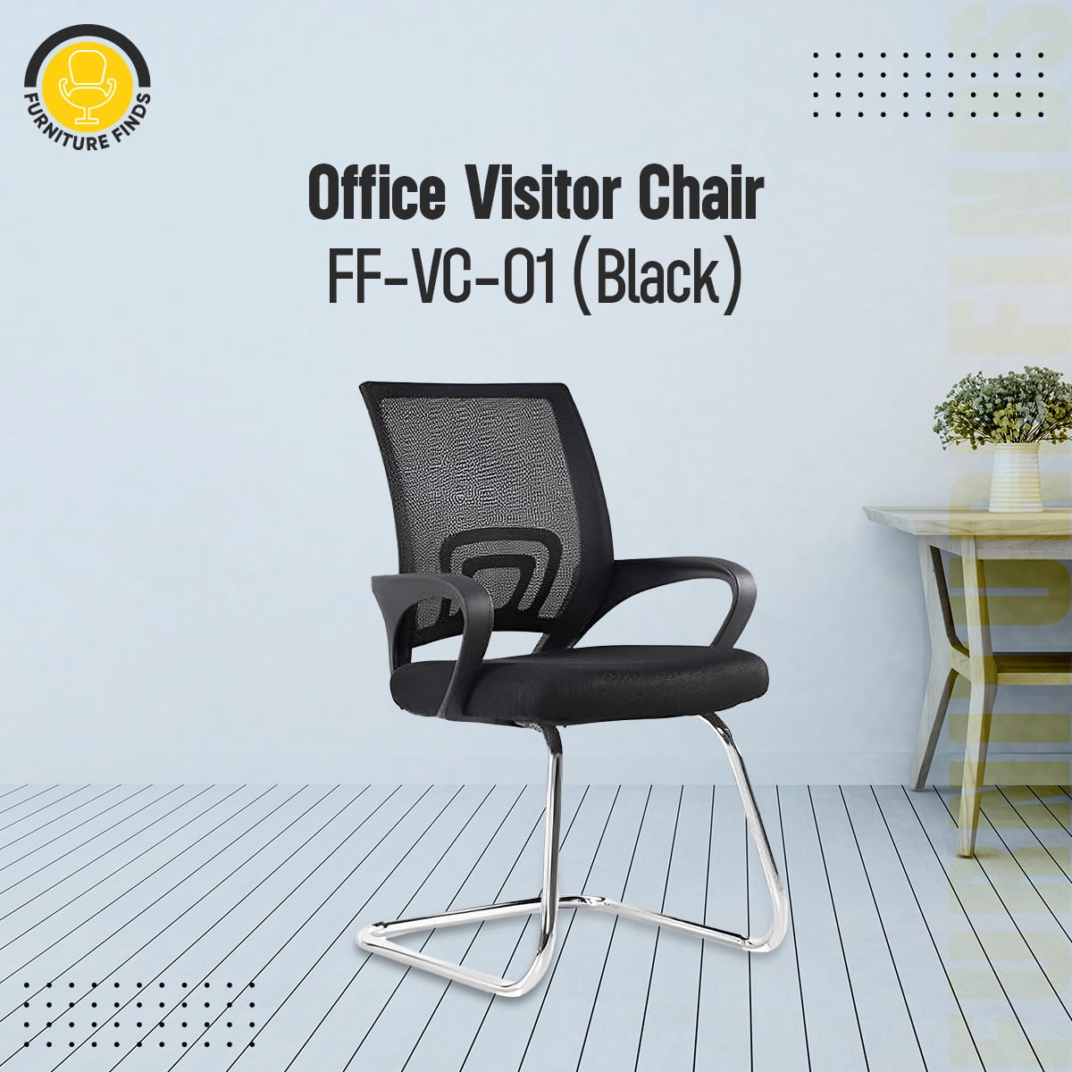 Picture of Furniture Finds Office visitor Chair FF-VC-01 Black (Chaina Mesh)