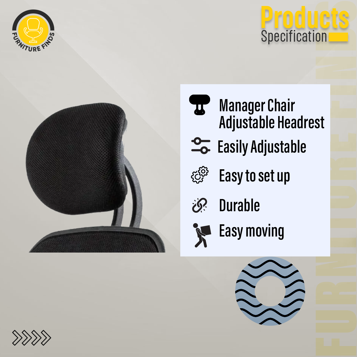 Picture of Furniture Finds Office Chair Mesh Headrest