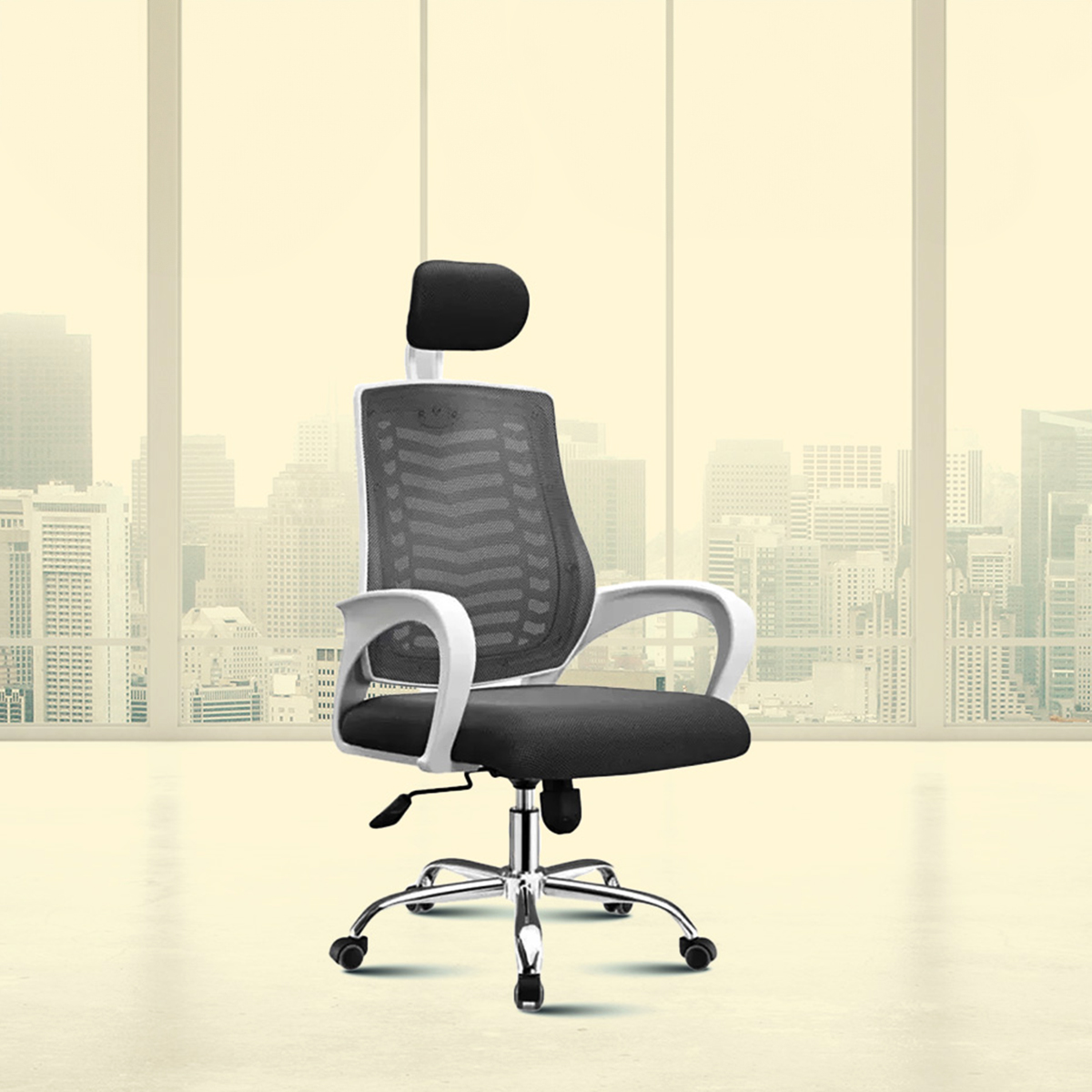 Picture of Furniture Finds FF-EC-07SS (Black&White) Smart Office Executive Chair (V-Mesh)