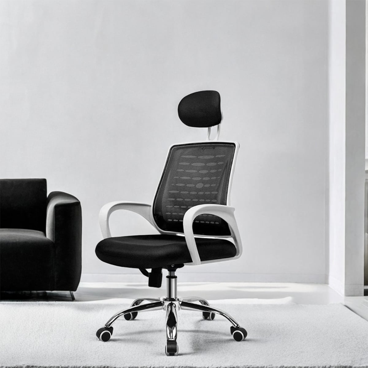 Picture of Furniture Finds FF-EC-07SS (Black&White) Smart Office Executive Chair (V-Mesh)