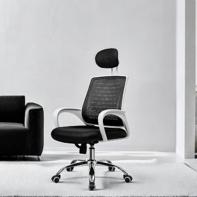 Picture of Furniture Finds FF-EC-07SS (Black&White) Smart Office Executive Chair (V-Mesh)
