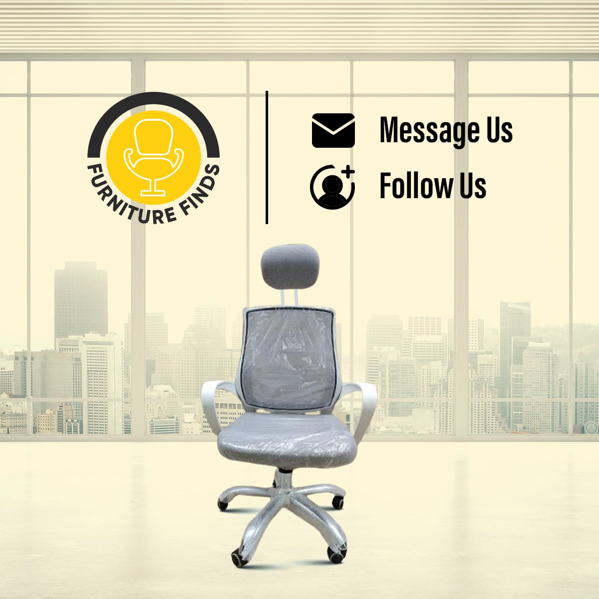 Picture of Furniture Finds FF-ec-07ss (Full White) smart Office Executive Chair with Headrest (V-Mesh) (White)