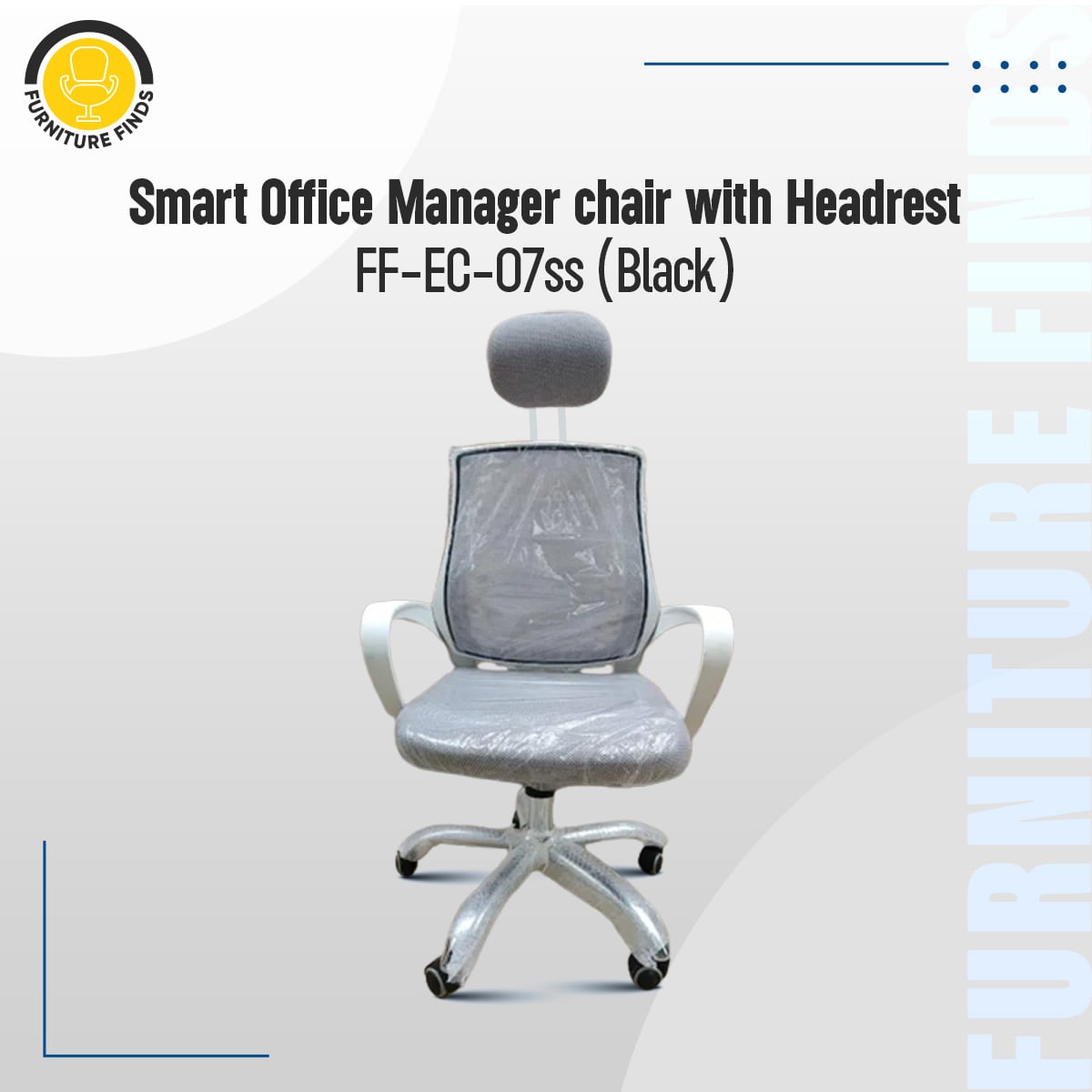 Picture of Furniture Finds FF-ec-07ss (Full White) smart Office Executive Chair with Headrest (V-Mesh) (White)