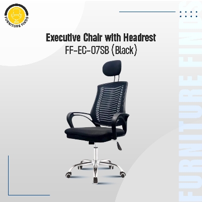Picture of Furniture Finds FF Ec-07SB [V-MESH] Black Smart Executive office Chair With Head Rest