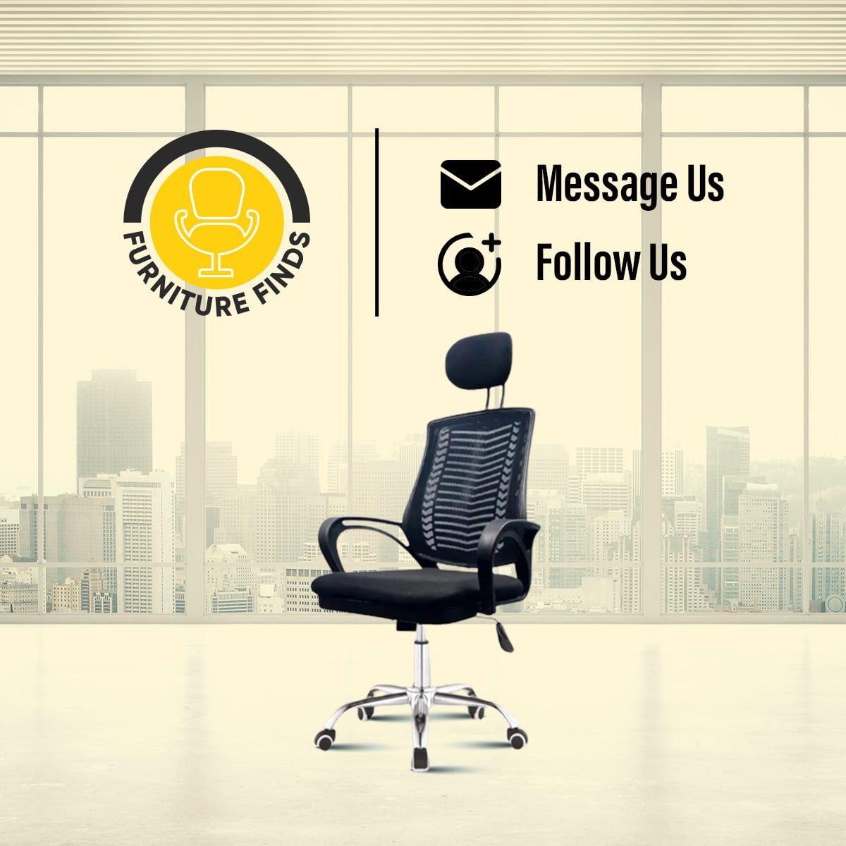 Picture of Furniture Finds FF Ec-07SB [V-MESH] Black Smart Executive office Chair With Head Rest