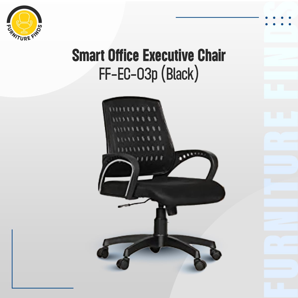 Picture of Furniture Finds FF-EC-03p Smart Office Executive Chair (Best Back Support Chair ) Dim-Mesh (Black)