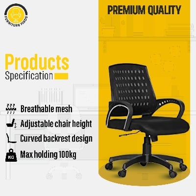 Picture of Furniture Finds FF-EC-03p Smart Office Executive Chair (Best Back Support Chair ) Dim-Mesh (Black)