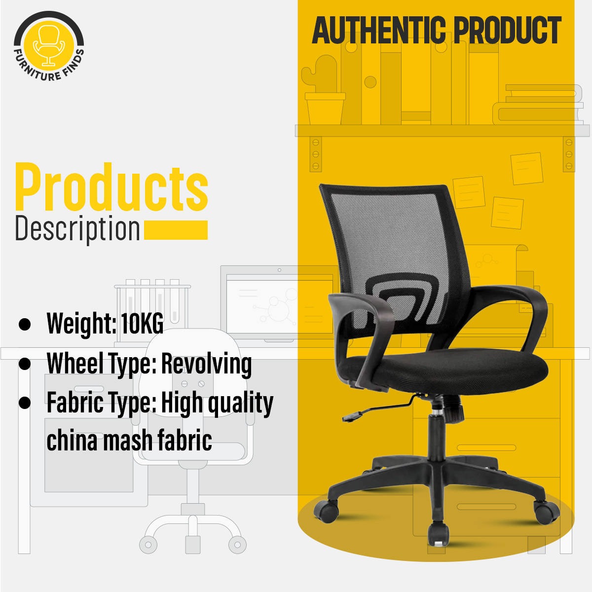Picture of Furniture Finds Office Chair FF-Ec-01 Plastic base Smart Office Executive Chair
