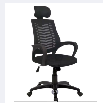 Picture of Furniture Finds Revolving Office Chair with Headrest  FF-Ec-07p  Black (V Mesh Plastic Base) (Black)