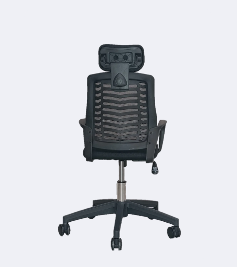 Picture of Furniture Finds Revolving Office Chair with Headrest  FF-Ec-07p  Black (V Mesh Plastic Base) (Black)