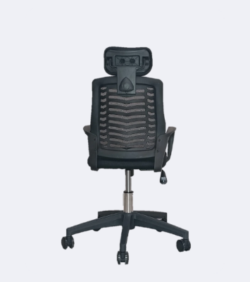 Picture of Furniture Finds Revolving Office Chair with Headrest  FF-Ec-07p  Black (V Mesh Plastic Base) (Black)