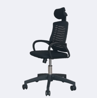 Picture of Furniture Finds Revolving Office Chair with Headrest  FF-Ec-07p  Black (V Mesh Plastic Base) (Black)