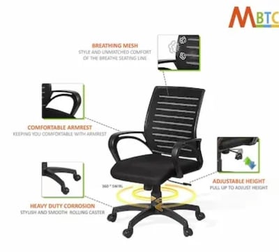 Picture of Furniture Finds Revolving Smart office Chair Ff-Ec-02PB (Black)