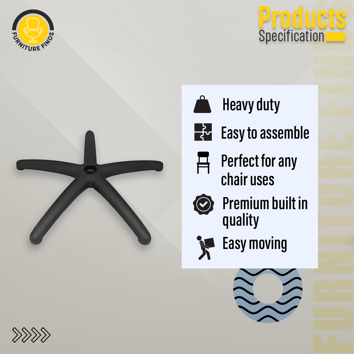 Picture of Furniture Finds Office Chair Parts /  Chair Base Plastic (Black)