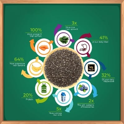 Picture of Premium Organic Chia Seeds - 500gm | High in Omega-3, Fiber & Antioxidants, Ideal for Weight Management