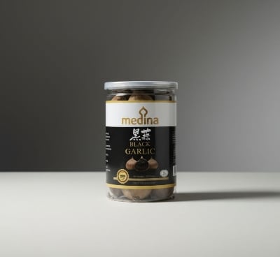 Picture of Black Garlic Whole Bulbs Naturally Fermented Soft Sweet Cloves 500 gm