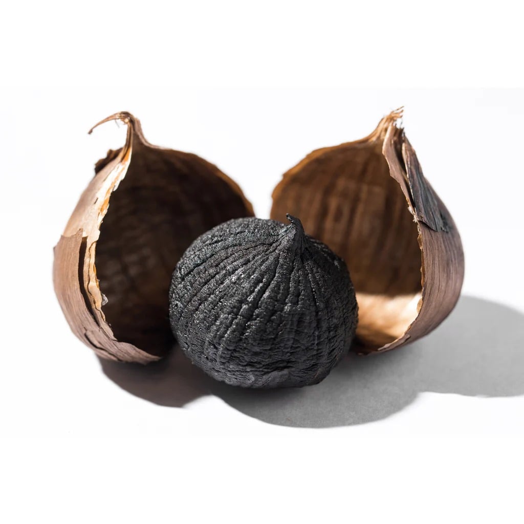 Picture of Black Garlic Whole Bulbs Naturally Fermented Soft Sweet Cloves 500 gm