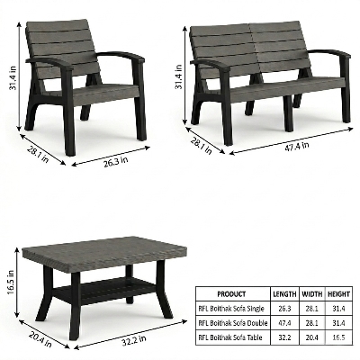 Picture of RFL Boithak Sofa 4 Pcs Set W/O Foam - Grey