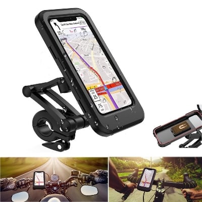 Picture of Outdoor Sport Motorcycle Cycling Waterproof Phone Case Holder Stand (Black)