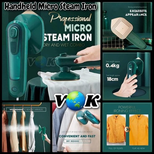 Picture of Mini Iron Professional Micro Steam Convenient Handheld Household Iron Portable Wet Dry Ironing (Green)