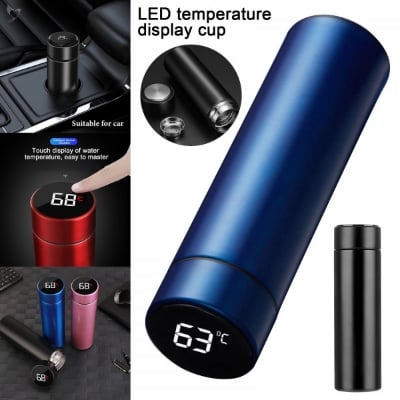 Picture of 500ml Thermos Stainless steel tumbler insulated water bottle cute coffee thermos cup LED Touch Display Temperature Vacuum Flasks Drinkware smart hot water bottle travel mug with extra battery gift (Multicolor)