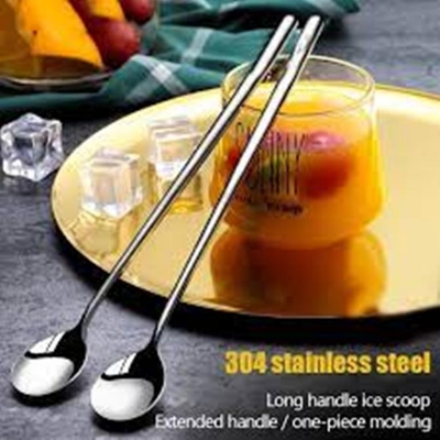 Picture of Stainless Steel Long Tea Spoon 8 inch (1Pis) Long Handle Spoons, Food Grade Stainless Steel, Long Handle Spoon for Ice Cream, iced Coffee, iced Tea, Milkshake, Tea and Other Desserts (Silver)