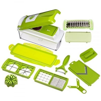 Picture of Hozada Nicer Dicer plus Beautiful Vegetable Slicer Cutter Grater Mandoline Slicer Vegetable Chopper Multipurpose Kitchen Tools with Drain Basket (Green)