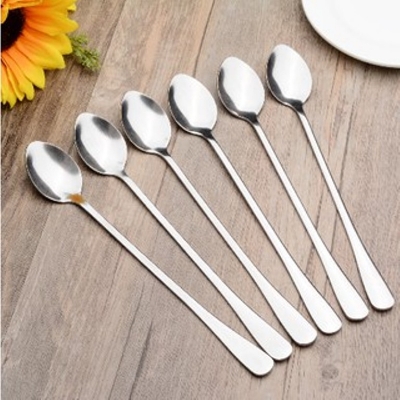 Picture of Stainless Steel Long Tea Spoon 8 inch (6 Pis Set) Long Handle Spoons, Food Grade Stainless Steel, Long Handle Spoon for Ice Cream, iced Coffee, iced Tea, Milkshake, Tea and Other Desserts (Silver)