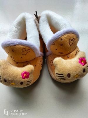 Picture of Baby Shoes Winter Velvet Warm Soft Infant Toddler Flats Newborn Walks Lacing Shoes Flats,Soft Sole Crib Shoes, Anti-slip Prewalker Solid Color Shoes (Brown,6-12 months)