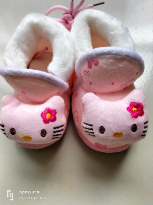 Picture of Baby Shoes Winter Velvet Warm Soft Infant Toddler Flats Newborn Walks Lacing Shoes Flats,Soft Sole Crib Shoes, Anti-slip Prewalker Solid Color Shoes (Pink,6-12 months)