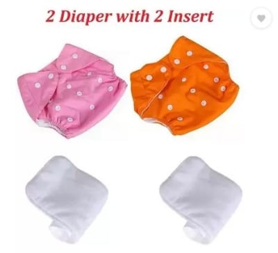 Picture of Washable Reusable Cloth Baby Diaper ( Combo 2 Diaper with 2 pad 3 Layer ) (Multicolor,Not Specified)