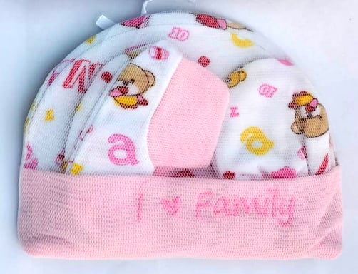 Picture of New Born Baby ( high quality  Mitten set for babies ) Size:0-6month3 in1 set -1pac (Multicolor,0 - 6 months)