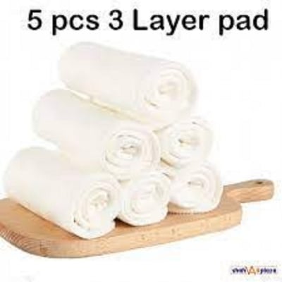 Picture of 5 pcs combo pack Washable Baby Cloth Diapers Insert 5 pcs (3 Layer pad) (White,L Size (8-14kg))