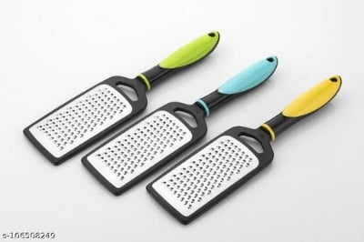 Picture of Lemon Zester & Cheese Grater - Cheese, Lemon, Ginger, Garlic, Vegetables, Fruits - Stainless Steel Protective Cover, Dishwasher Safe -27" cm Flat (Green) (Multicolor)